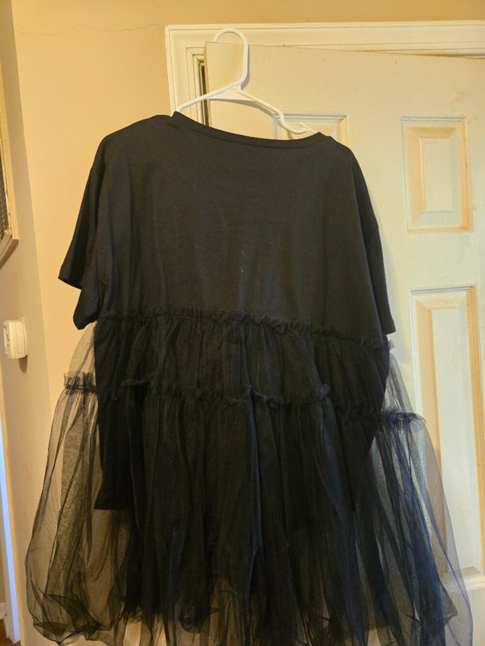 Jady by Jane black XL babydoll style top, black cotton with black netting over - Picture 2 of 3